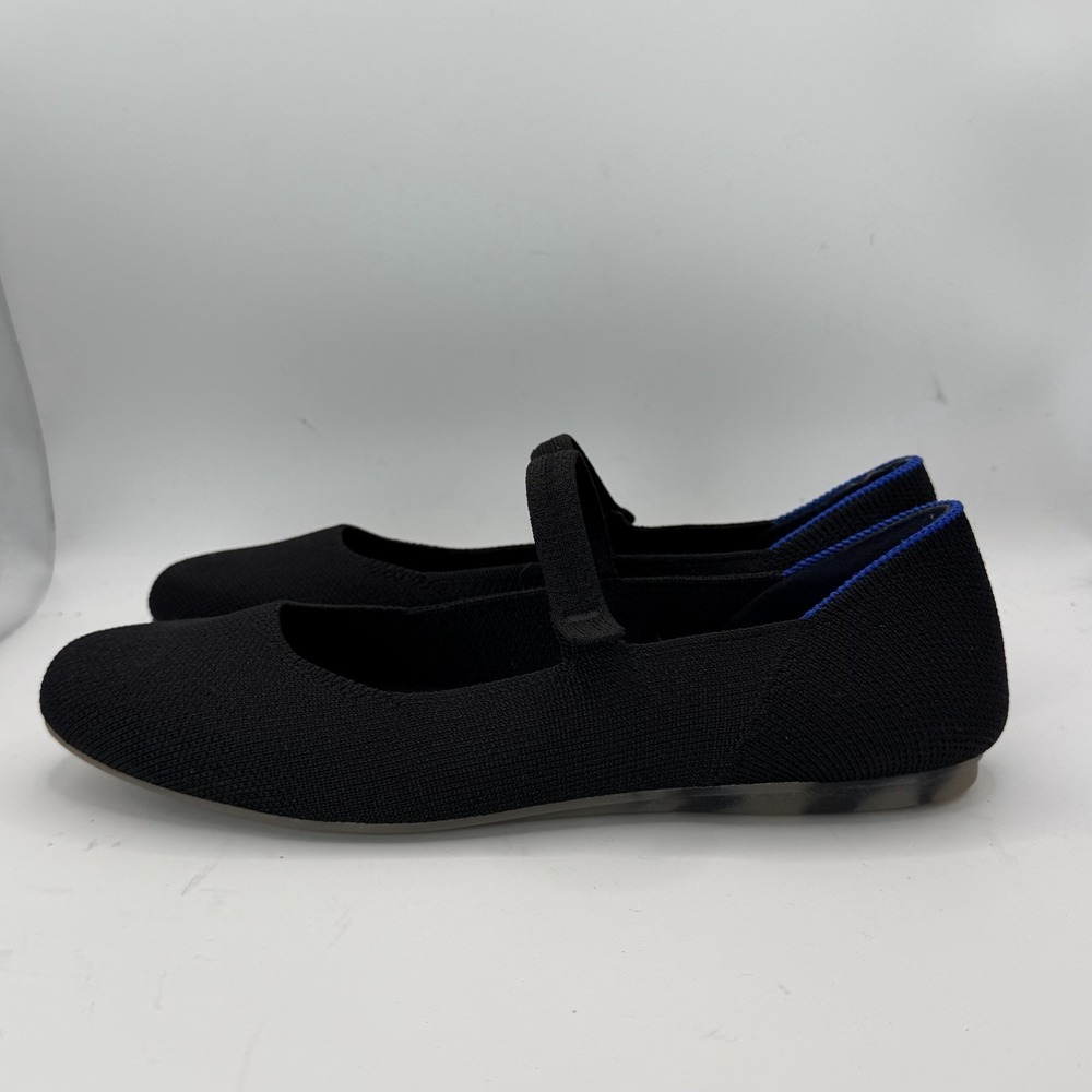 Rothy's Mary Jane Flats Black Blue Trim Women's Size 6.5 Knit Slip On Shoes